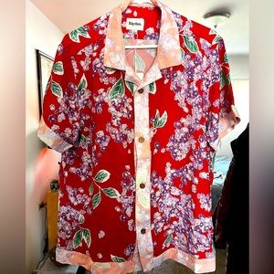 Rhythm. Isle Floral Cuban Short Sleeve Button Up - Large